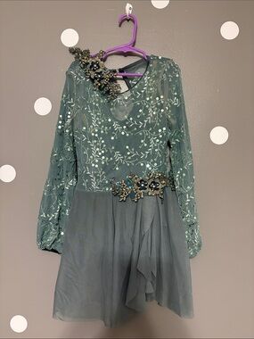 Weissman Sage Green Sequin Embroidered Ballet Leotard